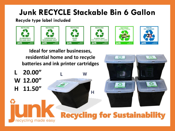 Junk RECYCLE Stackable Bin 6 Gallon