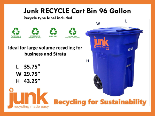 Junk RECYCLE Cart Bin 96 Gallon
