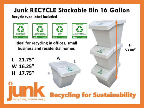 Junk RECYCLE Stackable Bin 16 Gallon